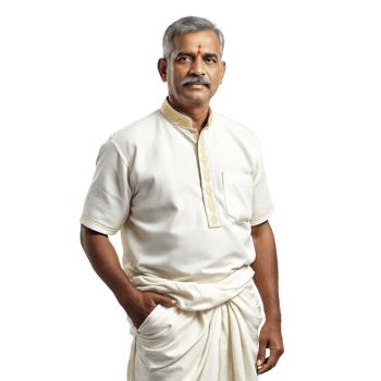 A man in a white shirt and a white sari png