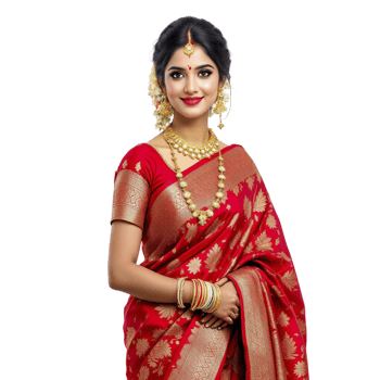 Beautiful indian woman in red sari png