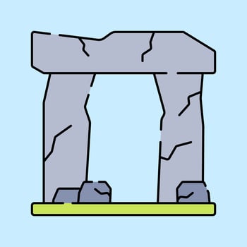 Stonehenge Flat design style, grey stone monument, symbolizing ancient history, great for travel promotions, cultural projects, and historical presentations. vector