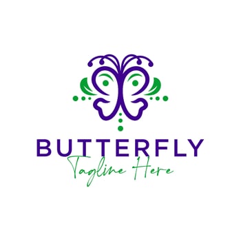 butterfly leaf outline logo vector