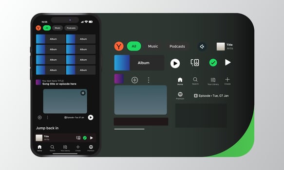 Online Music And Audio Streaming Mobile App Interface Template Set With Smartphone vector