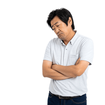 unhappy asian man disappointed isolated on transparent background png