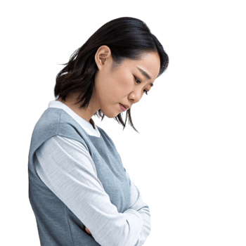 unhappy asian ,girl disappointed isolated on transparent background png