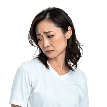 unhappy asian young girl disappointed isolated on transparent background png