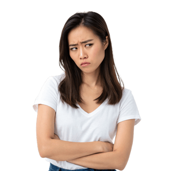 unhappy asian woman girl disappointed isolated on transparent background png