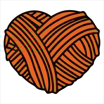 Knitting Heart Yarn Clipart Design vector