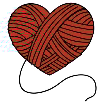 Cozy Yarn Heart Knitting Illustration vector