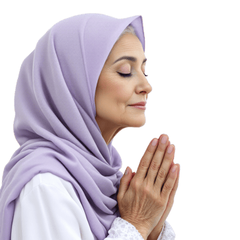 An older woman in a hijab praying png