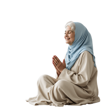 An older woman in a hijab is sitting on the floor png