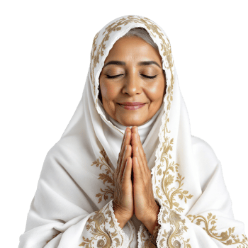 A woman in a white hijab is praying png