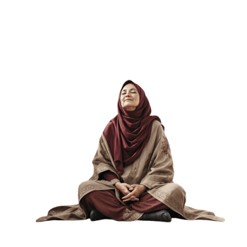 A woman in a hijab sitting on the ground png