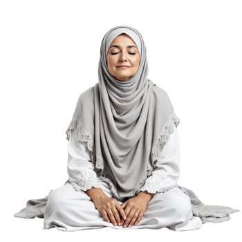 Muslim woman in hijab sitting in lotus position png