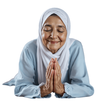 An older woman in a hijab is praying png