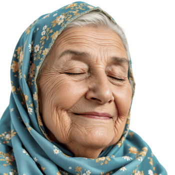 An older woman with a blue headscarf png