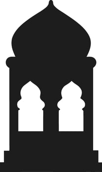 Islamic Dome Silhouette with Double Arches - Illustration vector