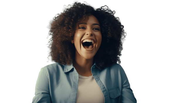 Happy African American Woman Cheering for Achievement Isolated on Transparent png