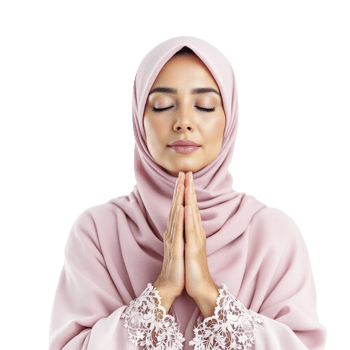 Muslim woman in pink hijab praying png