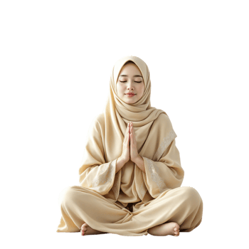 Muslim woman in hijab sitting in lotus position png
