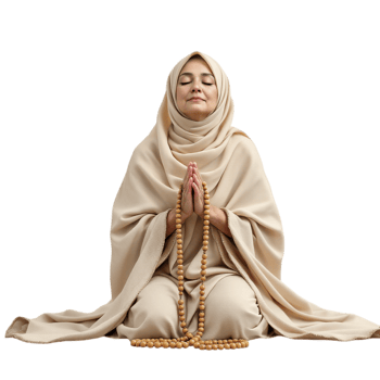 Muslim woman praying isolated on black background png