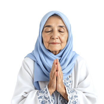 An older woman in a hijab praying png