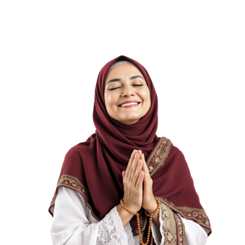 Muslim woman in traditional clothing praying png