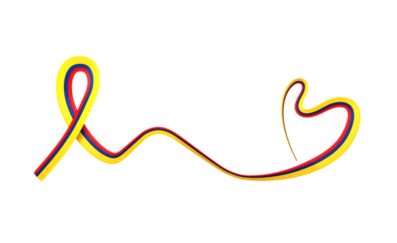 3d Flag Of Colombia Heart Shape Shiny Wavy Awareness Ribbon Flag. 3d Illustration png