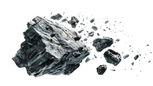 Flying Asteroid Meteor Rock on Transparent Space Debris Cosmic Impact png