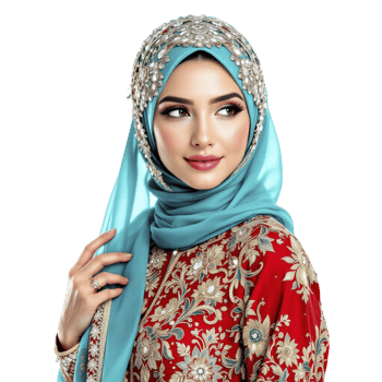 Beautiful woman in traditional dress with hijab png