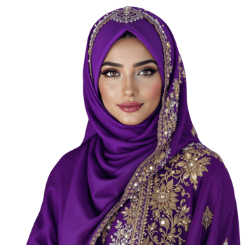 A beautiful woman in purple hijab png