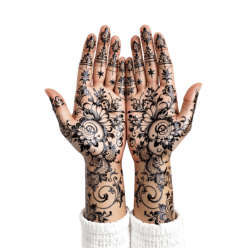 Hands with henna on them png