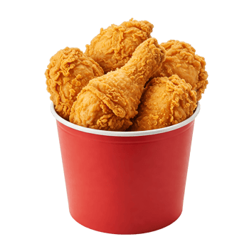 fried chicken in a red bucket isolated on transparent background png