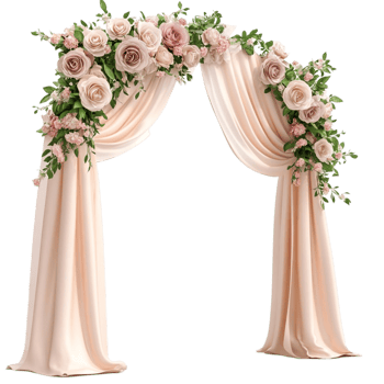 Floral Draped Wedding Arch on Transparent Background png