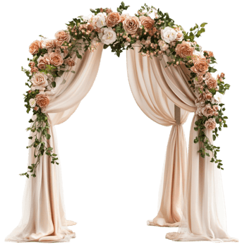 Elegant Floral Wedding Arch on Transparent Background png