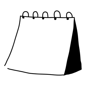 a calendar with a black and white drawing of a calendar png