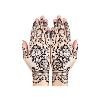 Hands with henna designs on them png