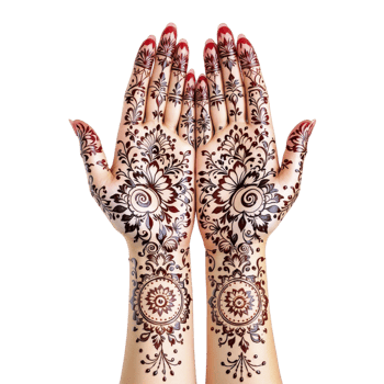 Hands with henna designs on them png