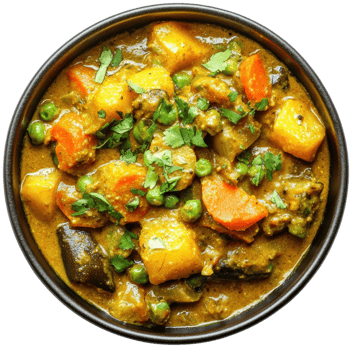 Delicious Vegetable Korma Recipe on transparent background. png