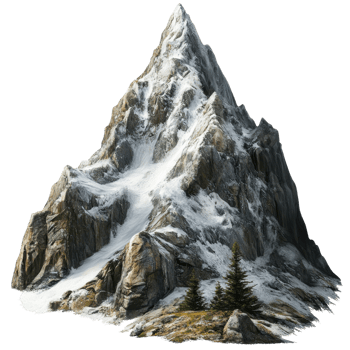 Dramatic Mountain Landscape on transparent background. png