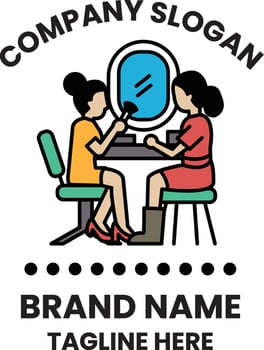 Two women are getting their makeup done vector