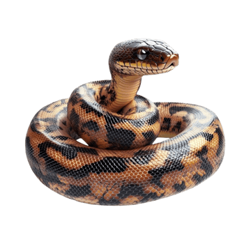 Coiled Brown Snake Illustration on Transparent Background png