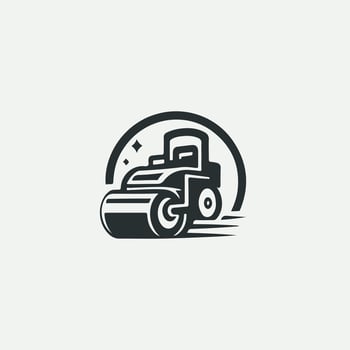 Pave Roller Road Roller logo vector