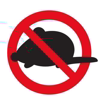 No mouse. Prohibition sign. Mouse silhouette. illustration. Pest control concept. vector