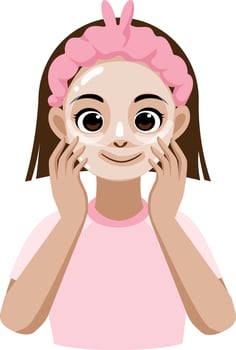 girl apply collagen facial mask vector