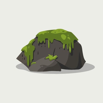 A cartoon rock with green moss on it vector