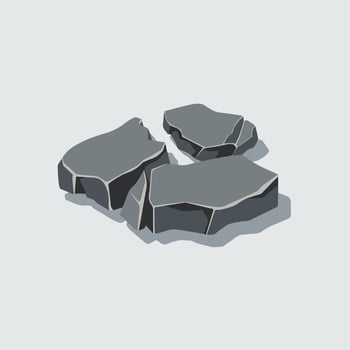 Cracked stone isometric illustration vector