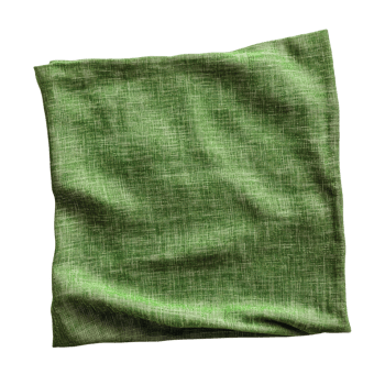 Green Cotton Napkin Top View on transparent background. png