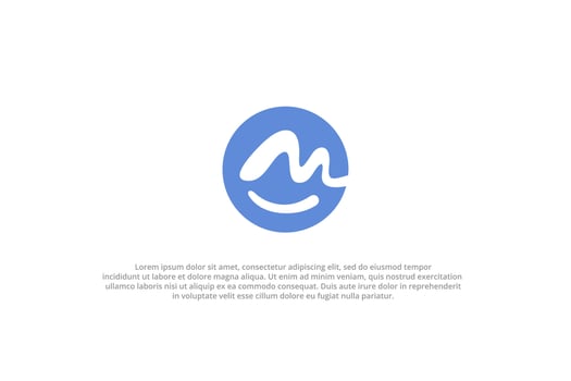 letter m smile on circle blue logo vector