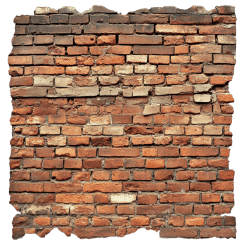 Old Brick Wall White Background on transparent background. png