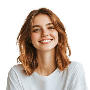 Portrait of a Happy Woman Smiling on transparent background. png
