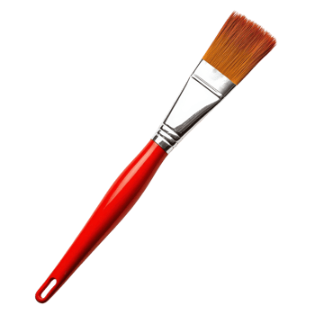 Red Handled Paintbrush for Artist on transparent background. png